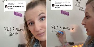 teacher writing on a white board