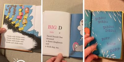 Side by side images of pages from Dr. Seuss books
