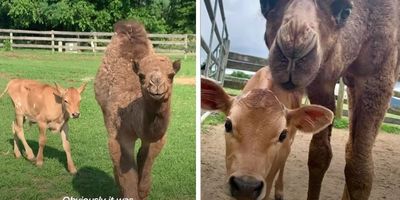unlikely pairs; animals; animal rescue; camel and cow best friends; lonely camel