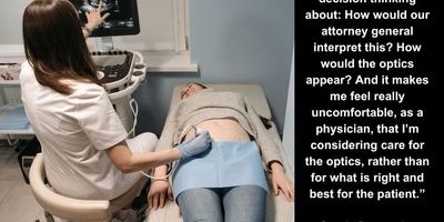 woman in a doctor's office getting an ultrasound