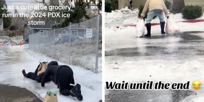 Portland ice storm; ice tok; Portland ice videos; people falling on ice; funny videos