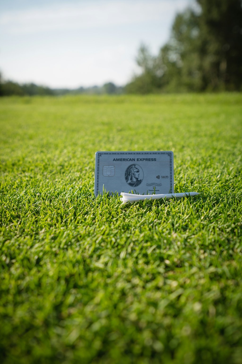 Credit card placed on grass