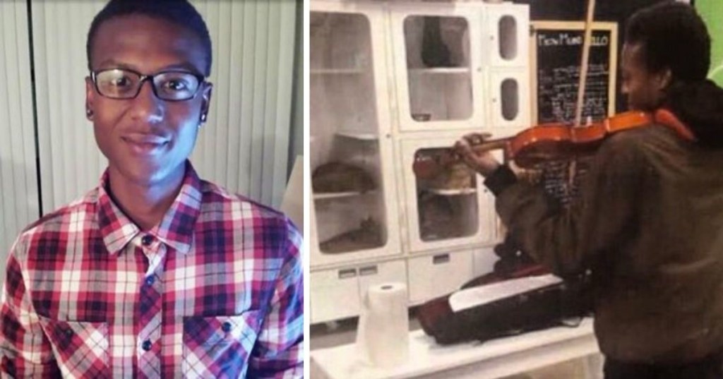 Elijah McClain and someone playing violin