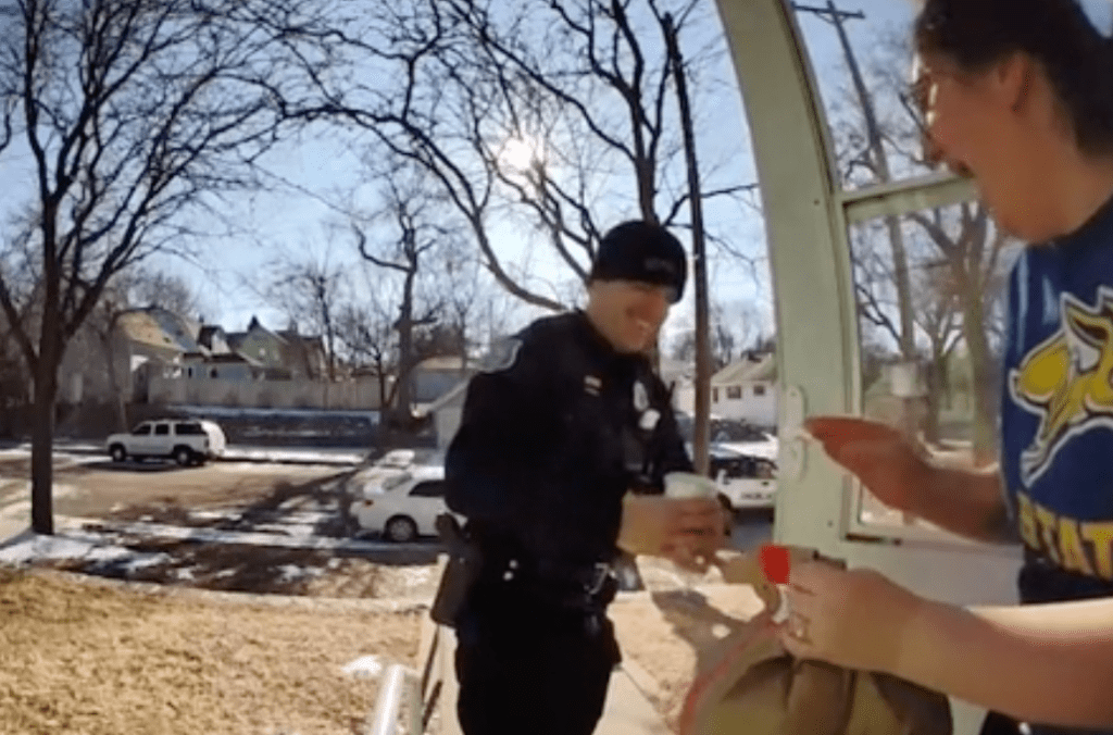 viral tiktok, jimmy fallon, cop delivers food