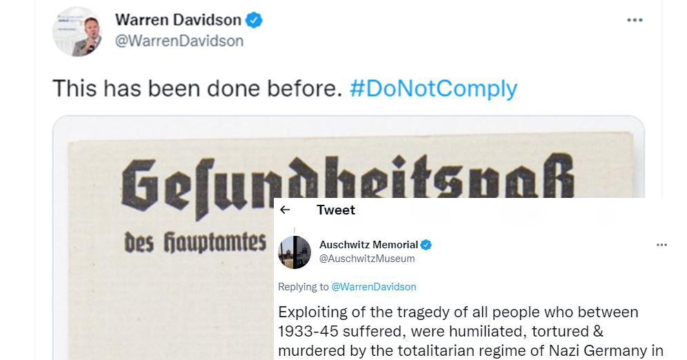 auschwitz memorial, warren davidson, vaccine mandates