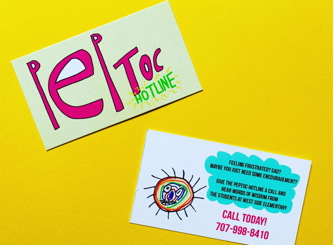hotline with kindergartners, hotline to get pep talk from kids