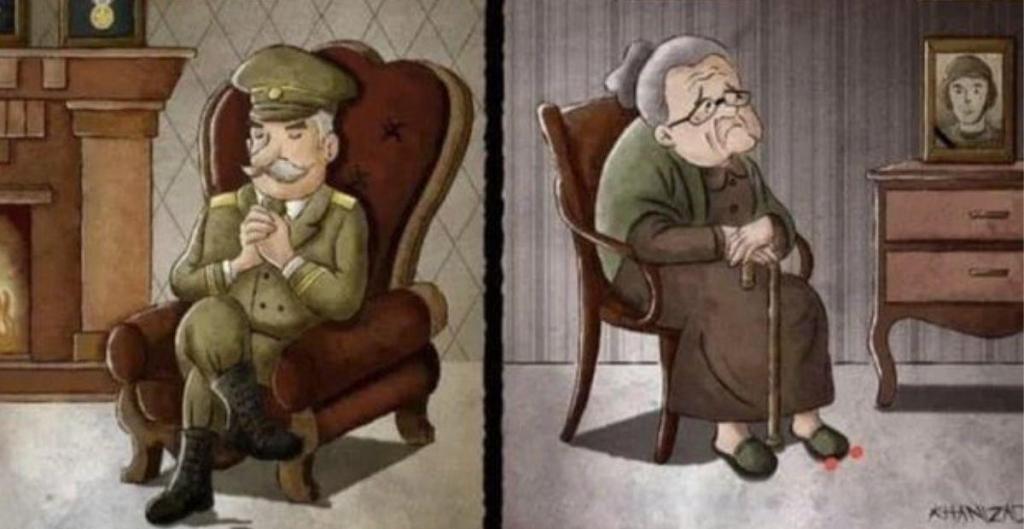 war, truth, cartoon, Marzieh Kanizadeh