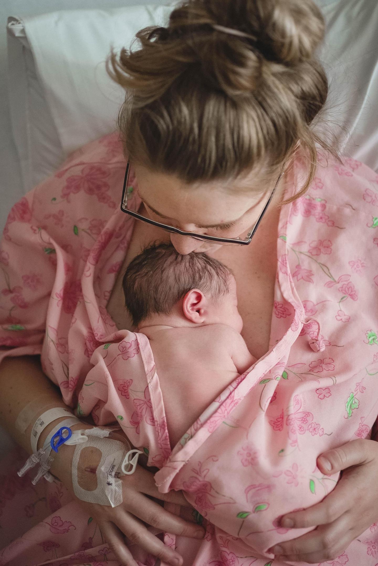 mom pulls over; newborn; delivers baby