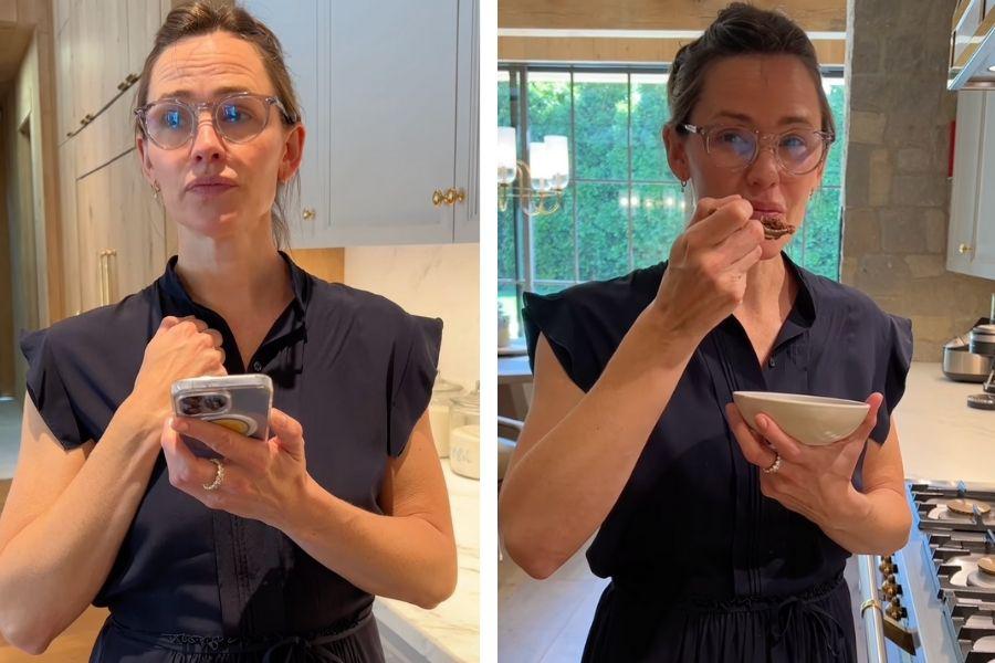 jennifer garner pretend baking show, jennifer garner brownie oats recipe
