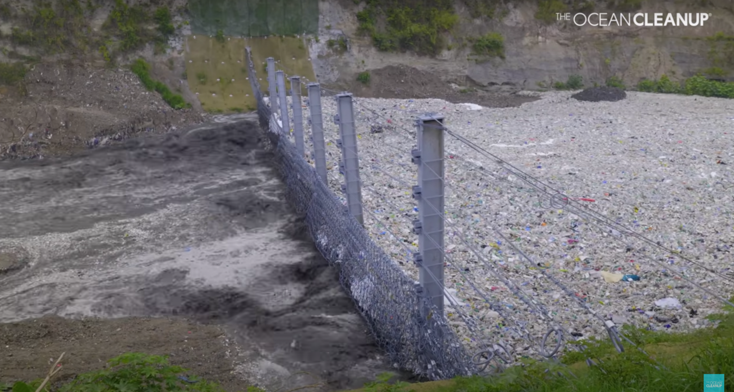 interceptor trash fence, ocean pollution, river pollution