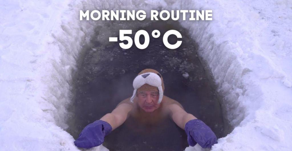 Yakutia, Siberia, ice bath