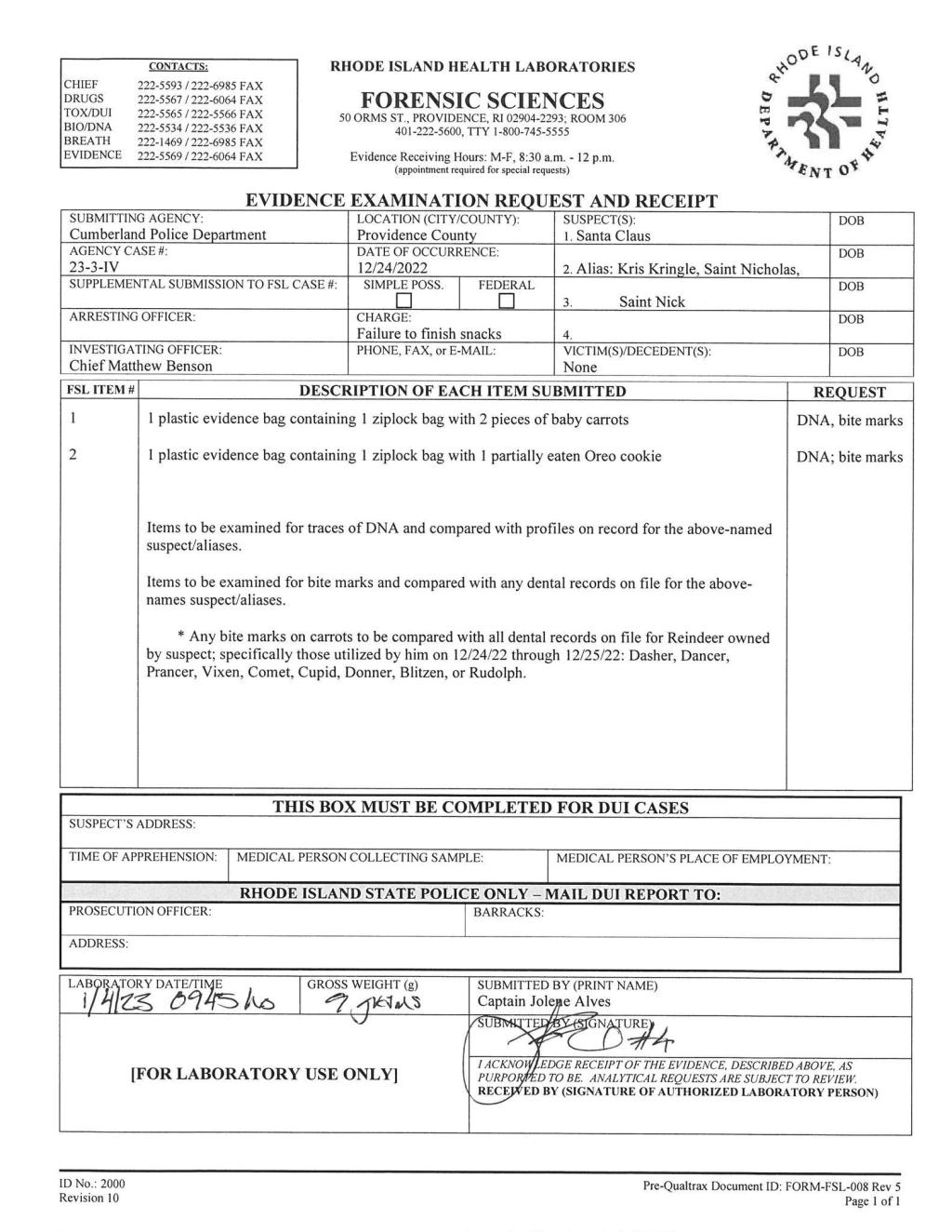 cumberland police department, scarlett doumato, santa claus