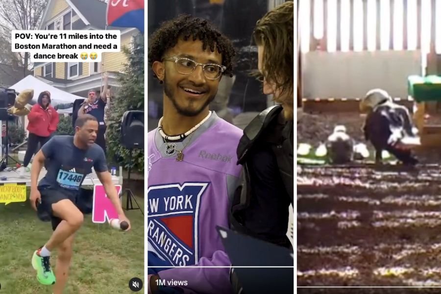 marathoner dancing, Jacob Trouba meeting fan, bald eagle and eaglet