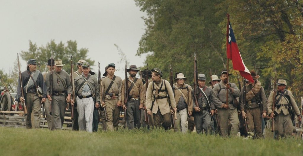 confederate soldiers in civil war reenactment