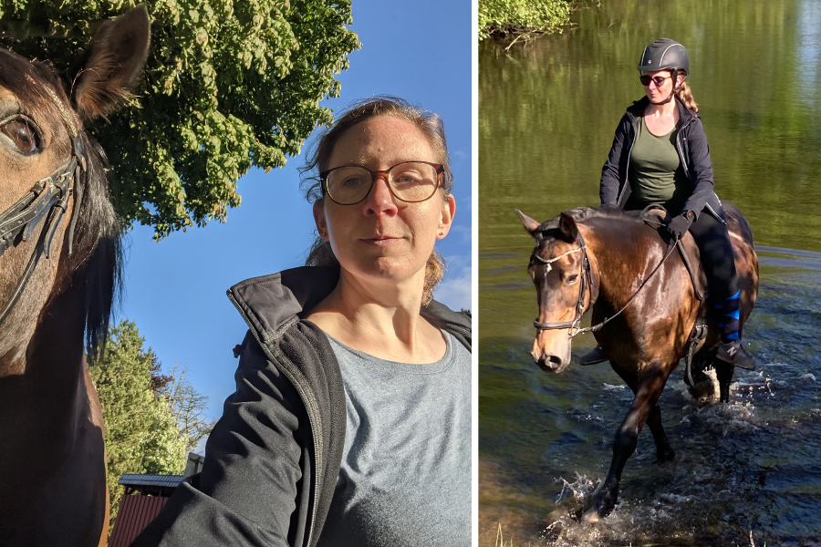 woman with horse, woman riding horse