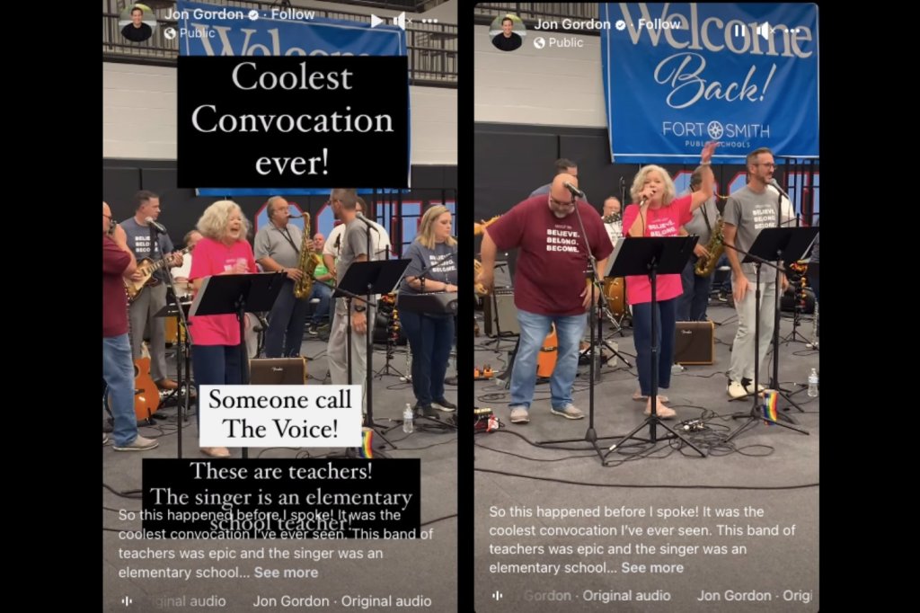 teachers singing at school convocation