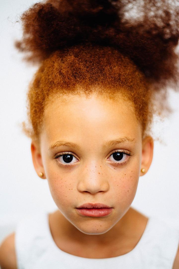 biracial, light-skinned, freckles, red hair, photography