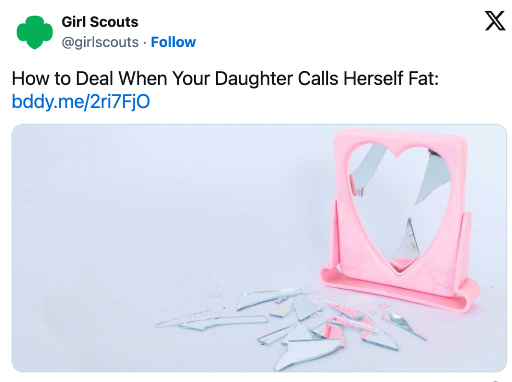 girsl scouts, body image, body image young girls, parents