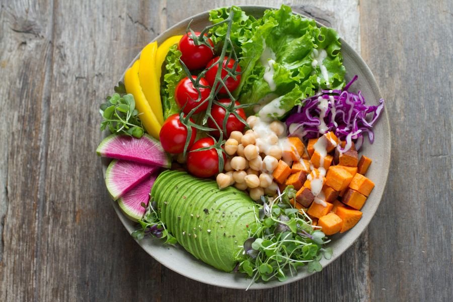colorful fresh food on a plate