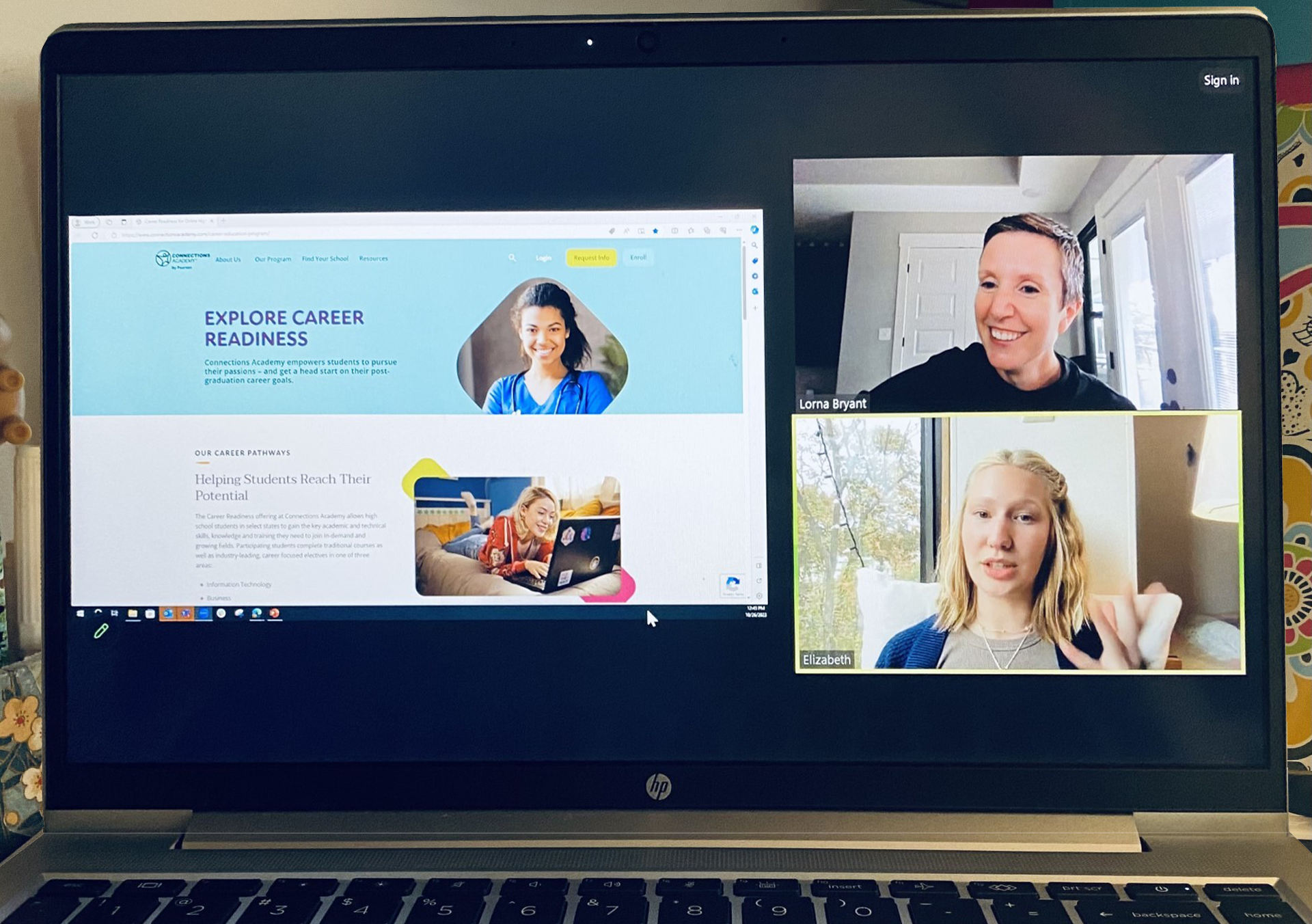 Dr. Bryant and student video meeting