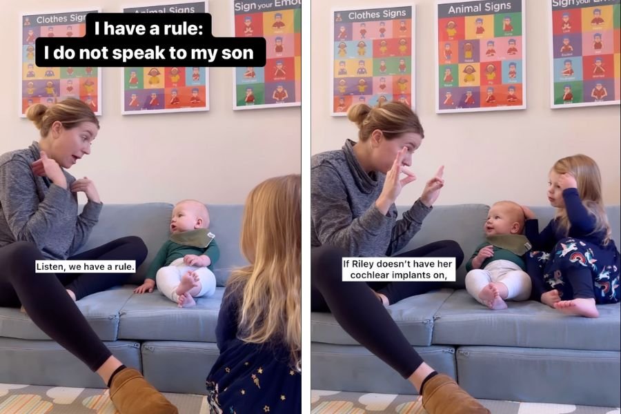 parenting; motherhood; deaf child; ASL; ASL as a second language; mom doesn't talk to baby