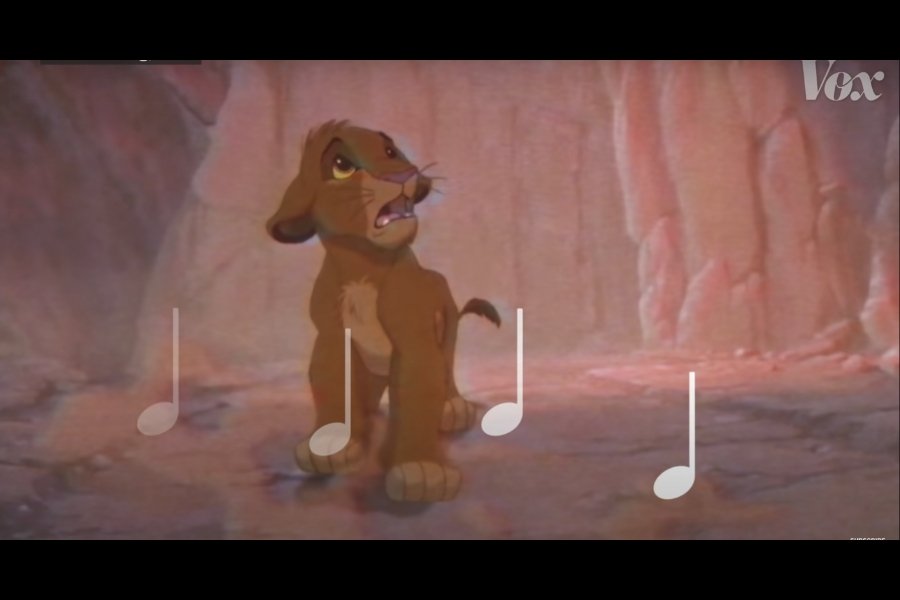 scene from the lion king when simba looks scared