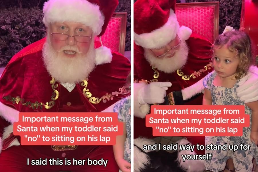 santa, kids, sitting in santa's lap, mall santa