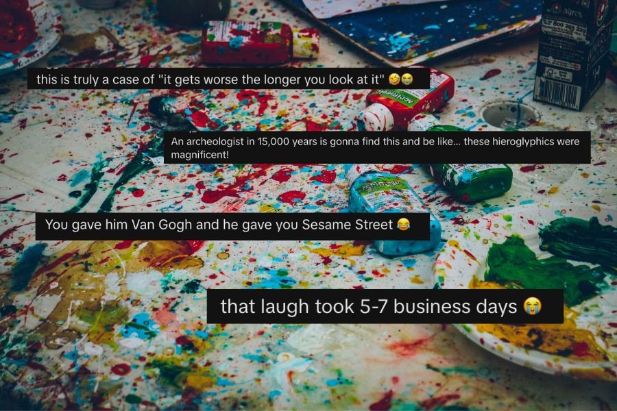 couple humor; funny videos; husband portrait of wife; funny painting; couple activities