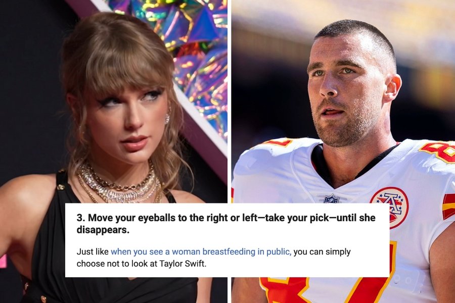 Taylor Swift and Travis Kelce side by side