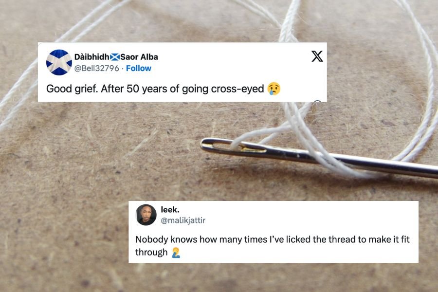 threading a needle hack; threading needle; hack for threading needle; life hacks