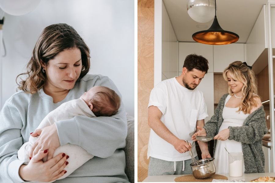 postpartum body; motherhood; new mom; fatherhood; supportive partner; baby weight