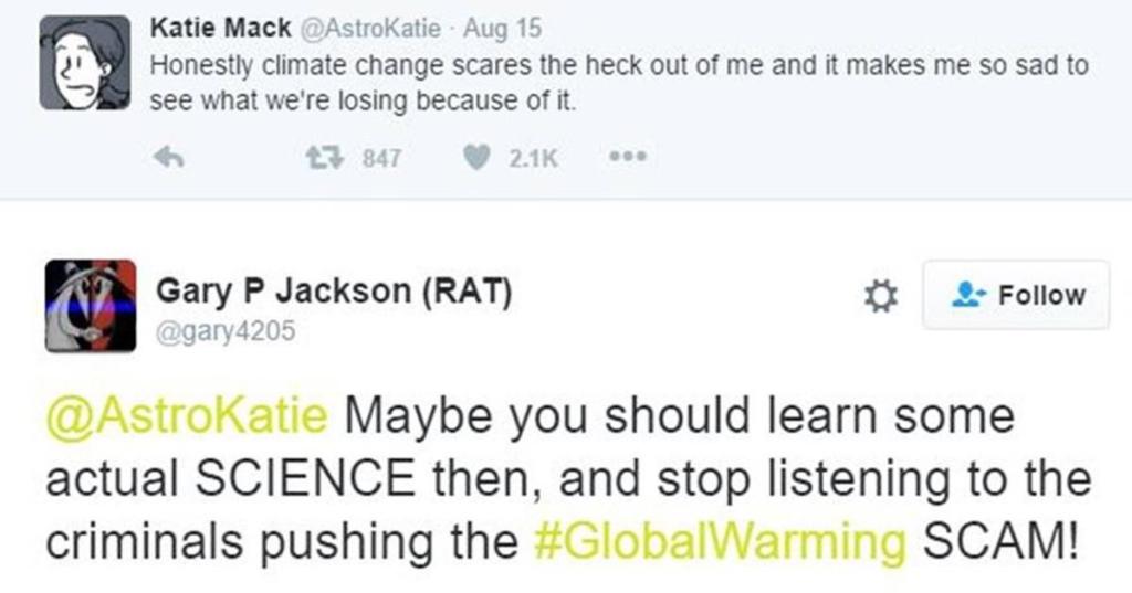 climate change, twitter, astrophysicist