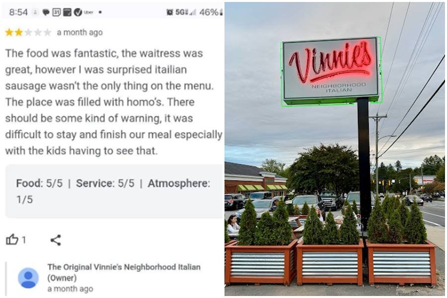 vinnie's asheville, homophobia, reviews