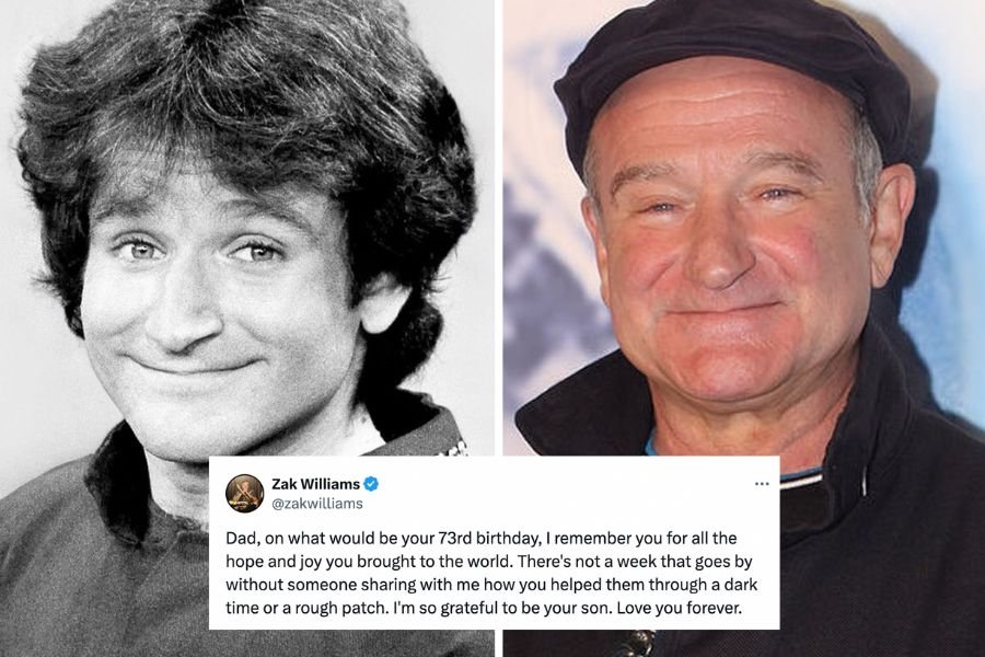 side by side images of robin williams, young and older