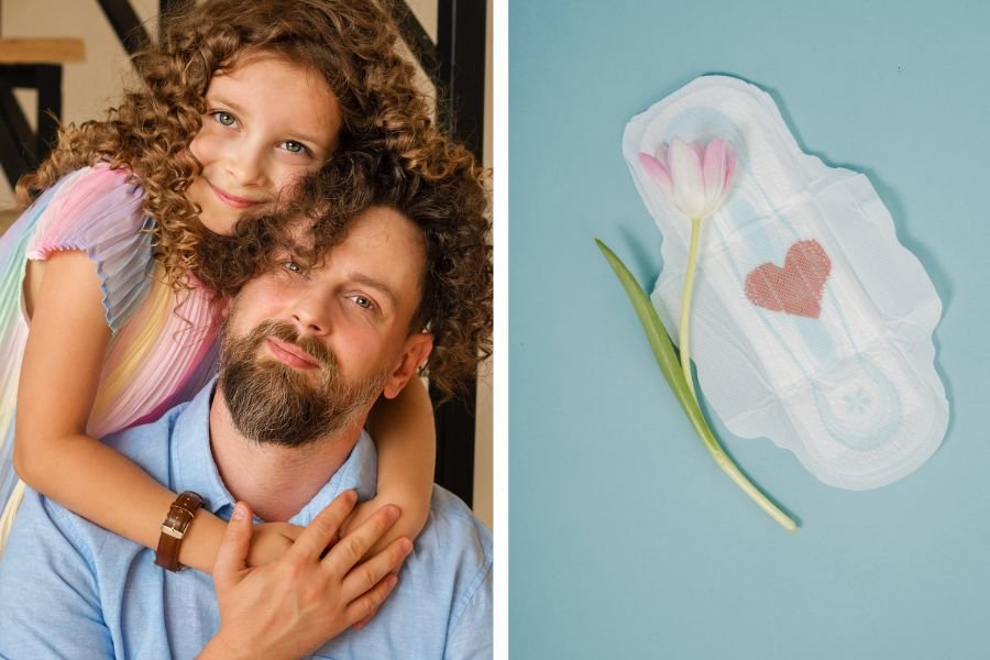 single dads, first period, period products, period products for teens