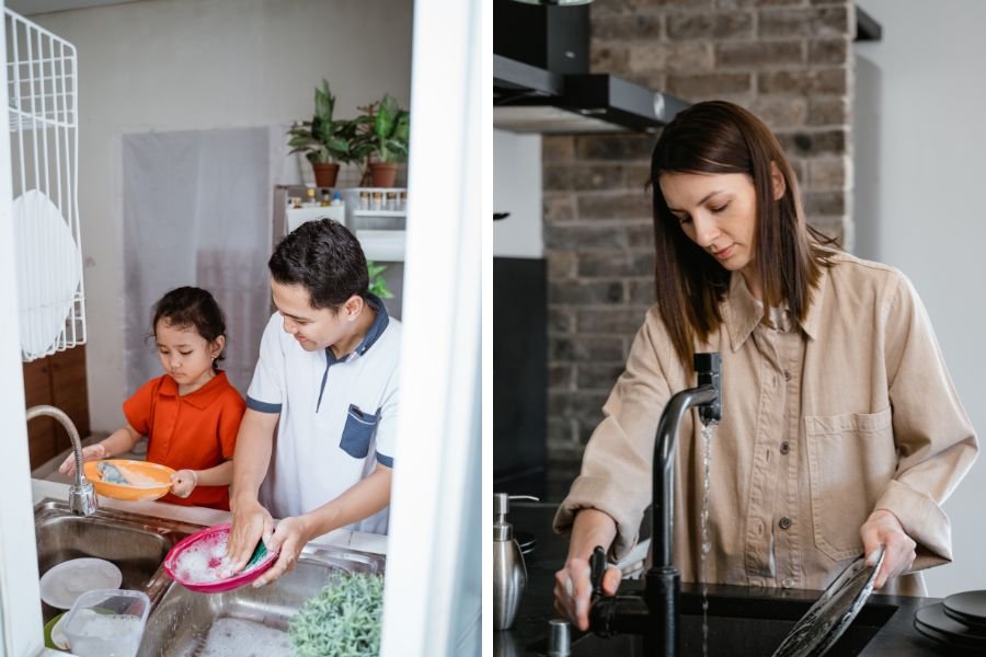 British washing dishes; washing dishes UK; culture differences; American culture; rinsing dishes