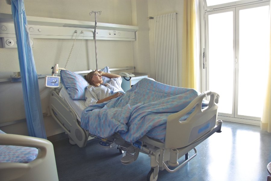 woman in a hospital bed