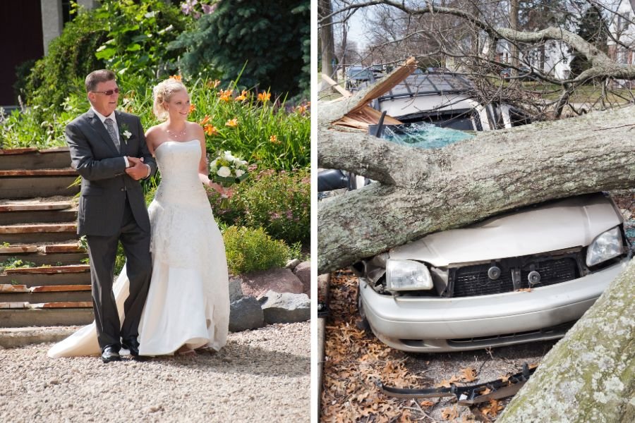 hurricane helene; hurricane damage; man walks to daughter's wedding; parenting; fatherhood