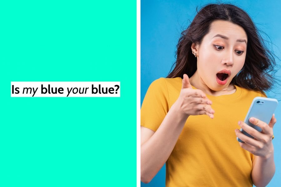 is my blue your blue, is my blue test, color theory, optical illusion