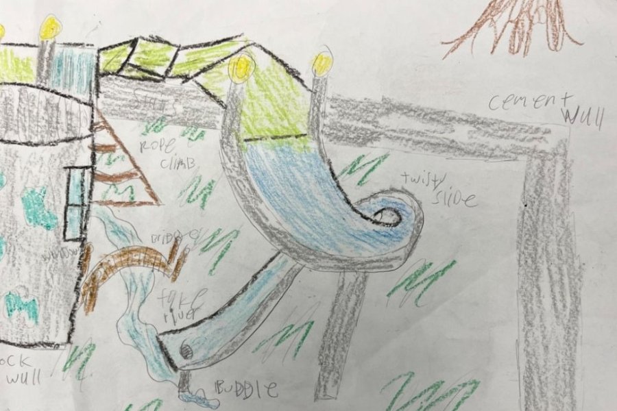 child's drawing of a playground