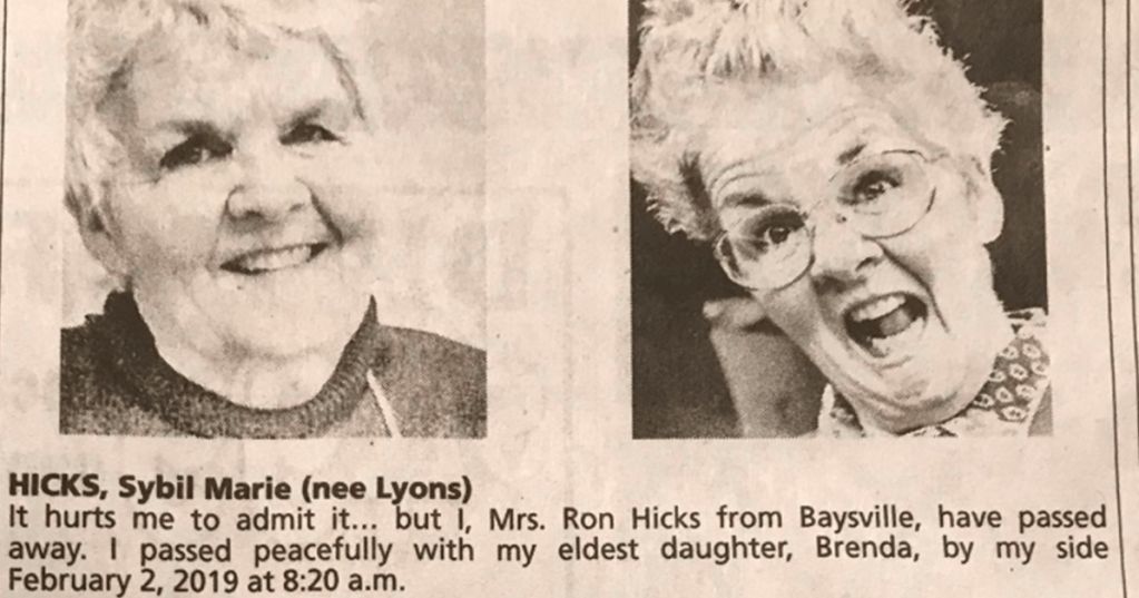 sybil marie hicks, sybil hicks obituary, funny obituaries, celebrity, funny, comedy