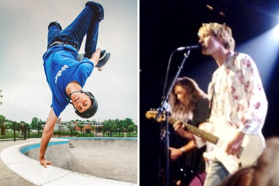 Tony Hawk skating, Nirvana performing
