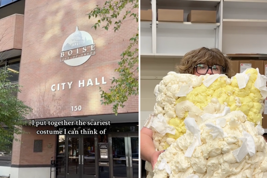 City of boise building and woman in costume