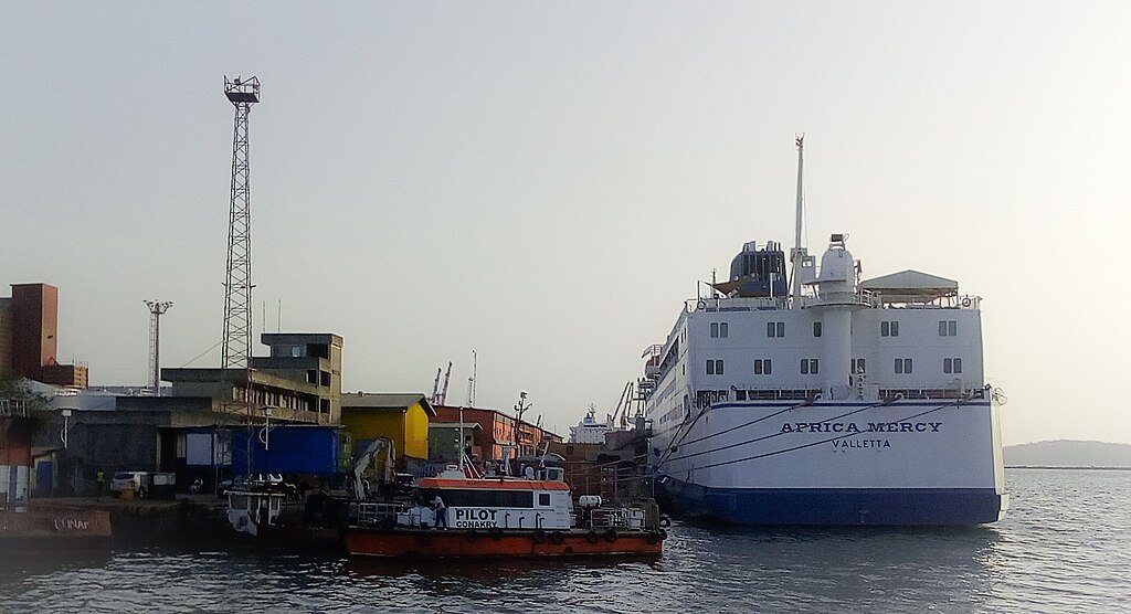 The Africa Mercy at dock. 