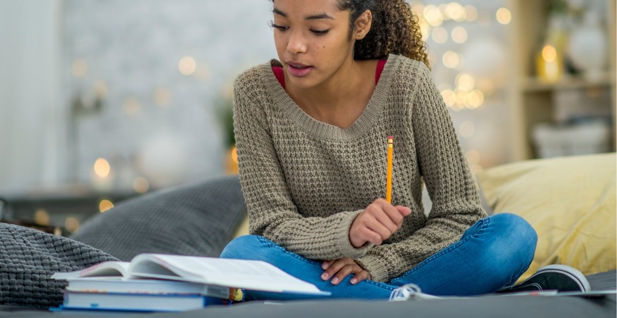 woman studying