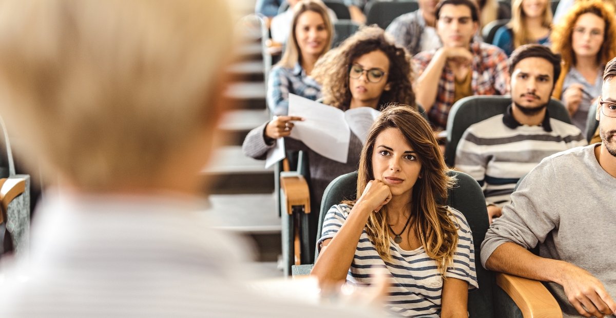 college students listenig to a professor