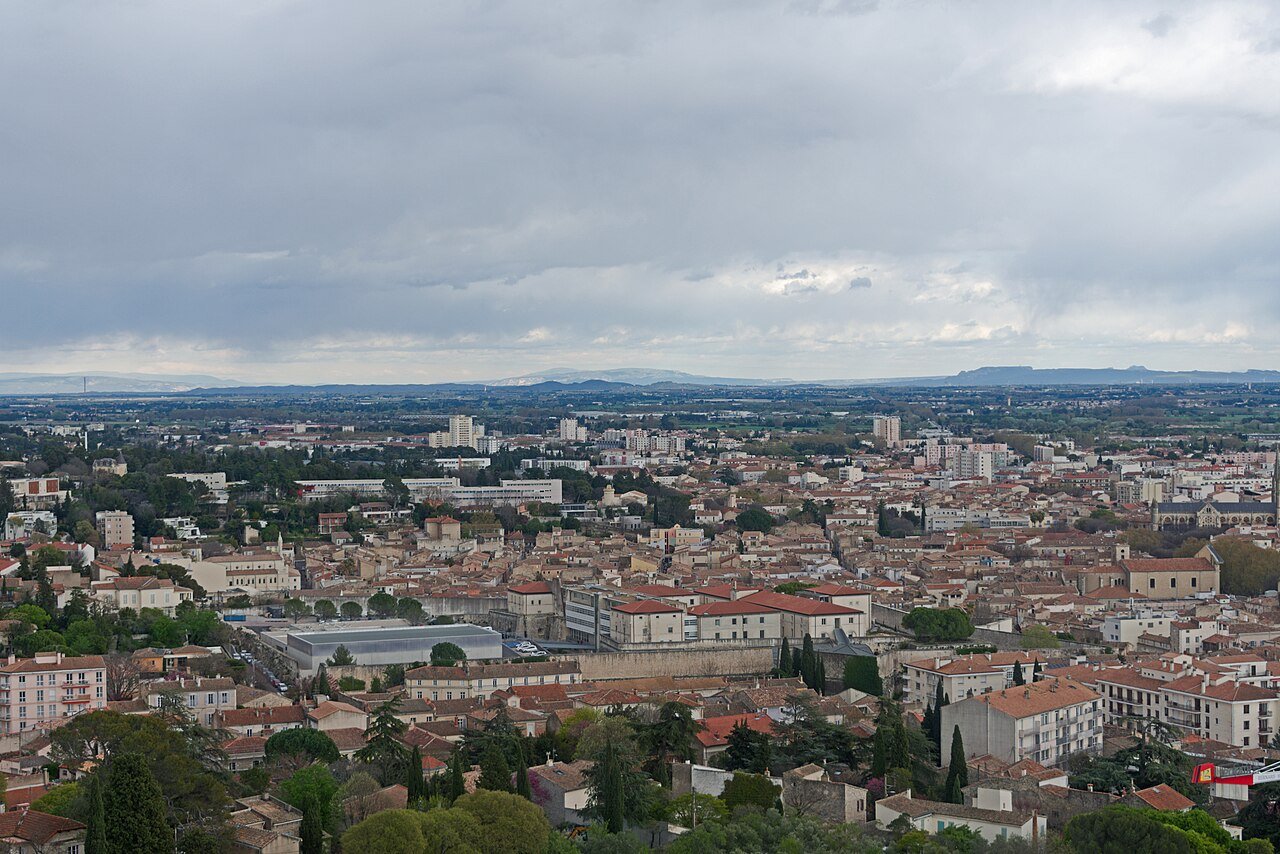 An aerial view of Nu00eemes, France.