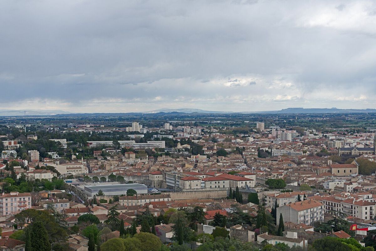 An aerial view of Nu00eemes, France.