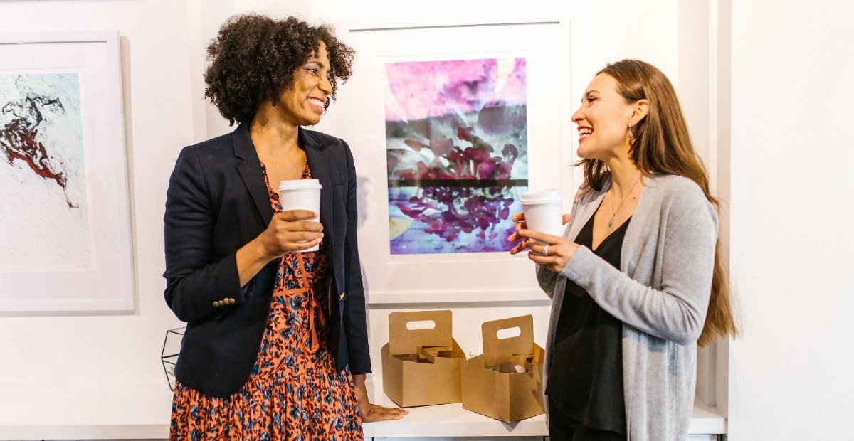 two women talking