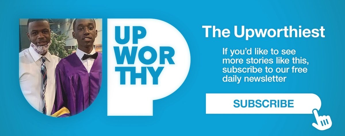 an ad for The Upworthies against a blue background with white writing and subscribe button